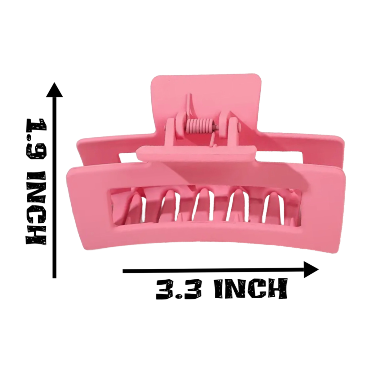 Lot of 4 Hair Claw Shark Clips 3.3" Hollow Rectangle Non Slip Pink Jelly & Solid