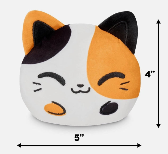 TeeTurtle Reversible Cat Plushie Cute Kawaii Calico Kitty Happy to Angry NWT