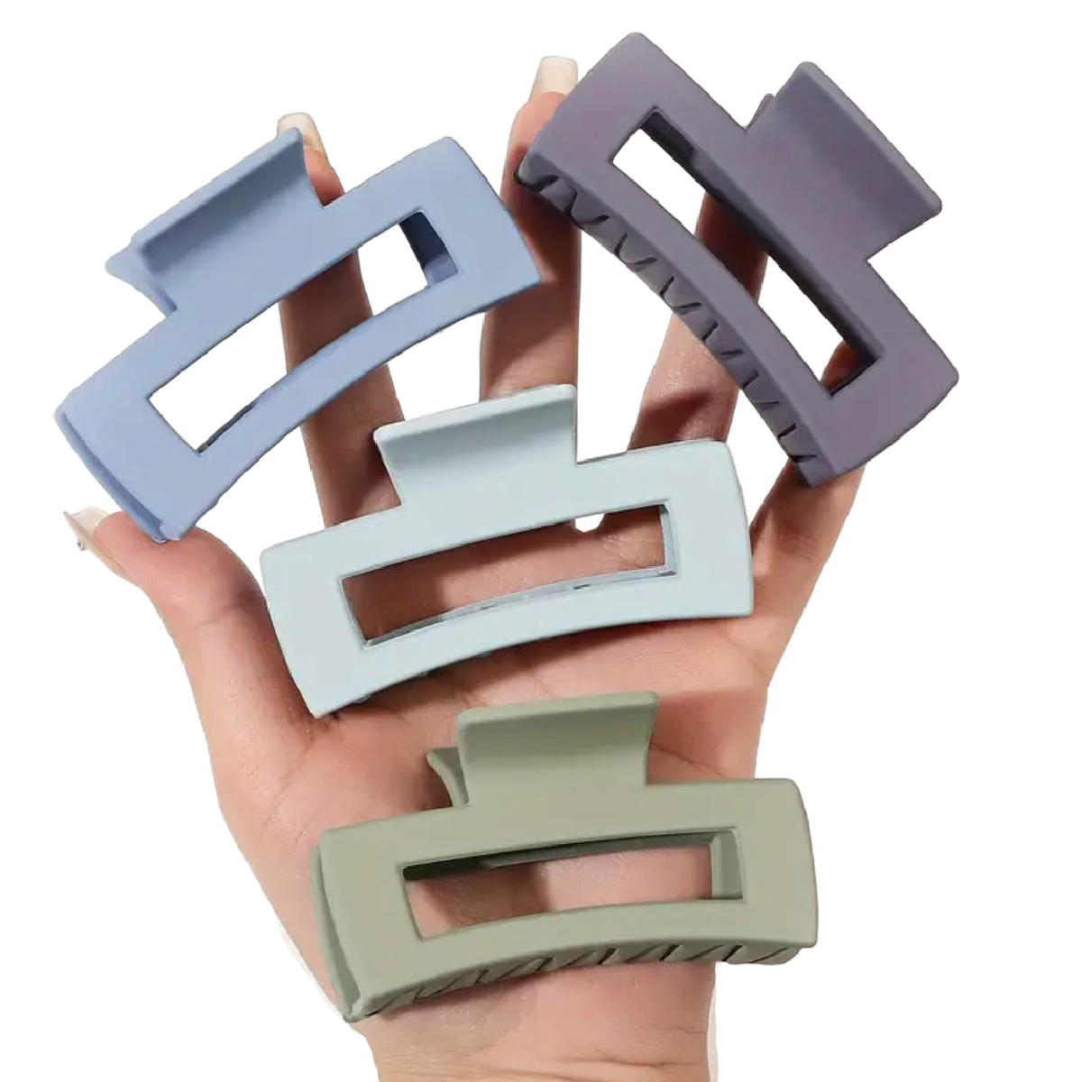 Lot of 4 Hair Claw Shark Clips 2.95" Different Opaque Blue Colors New Accessory