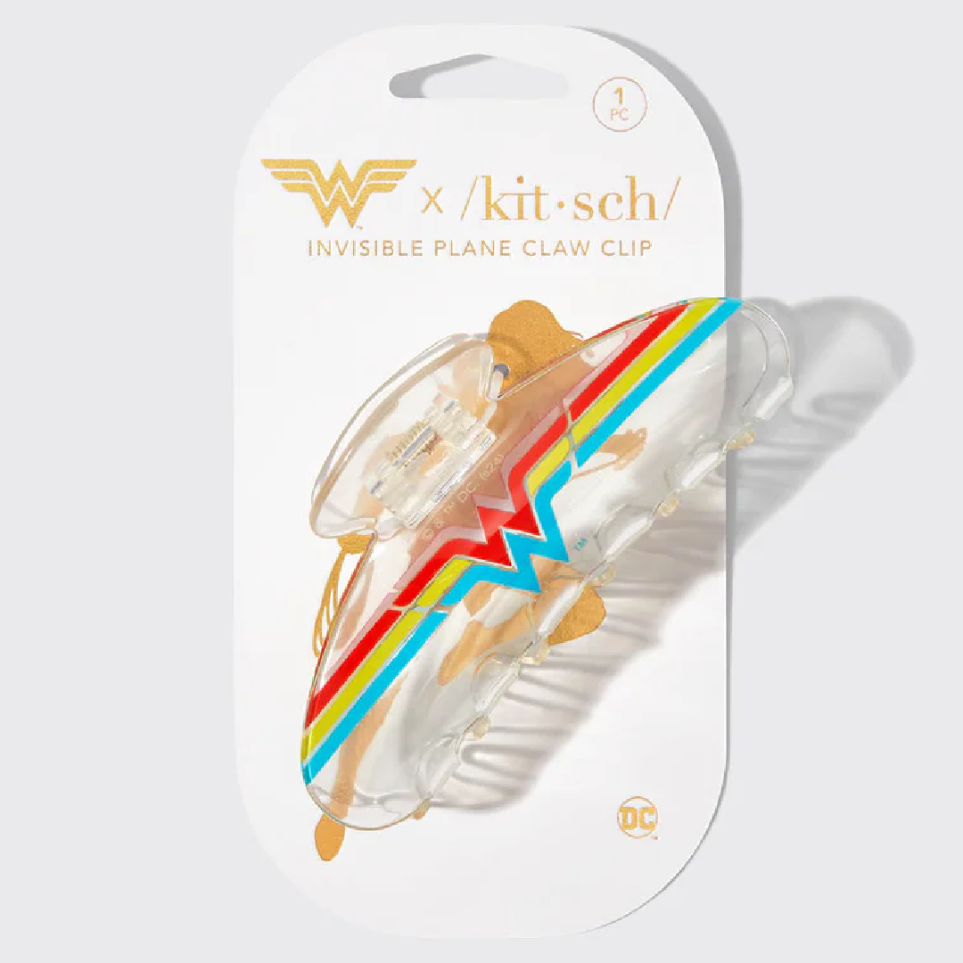 Kitsch x Wonder Woman DC Comics Shark Claw Hair Clips New Clear w/ W Emblem
