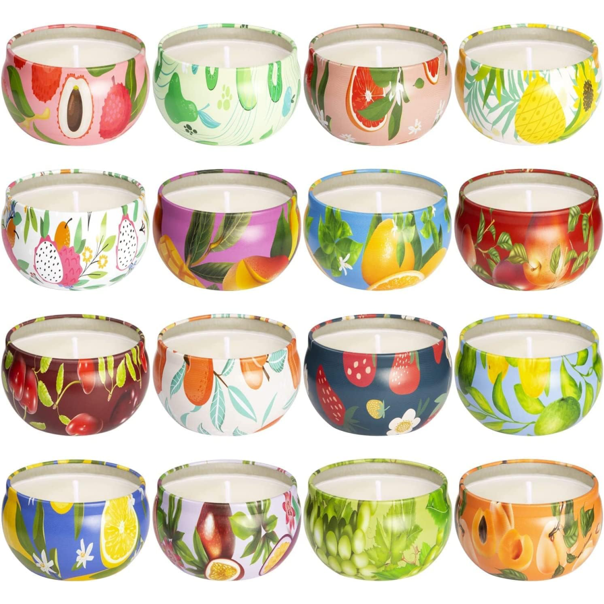 Set of 16 Small Fruit Scented Candles Soy Wax Aromatherapy Candles 2.5oz NEW