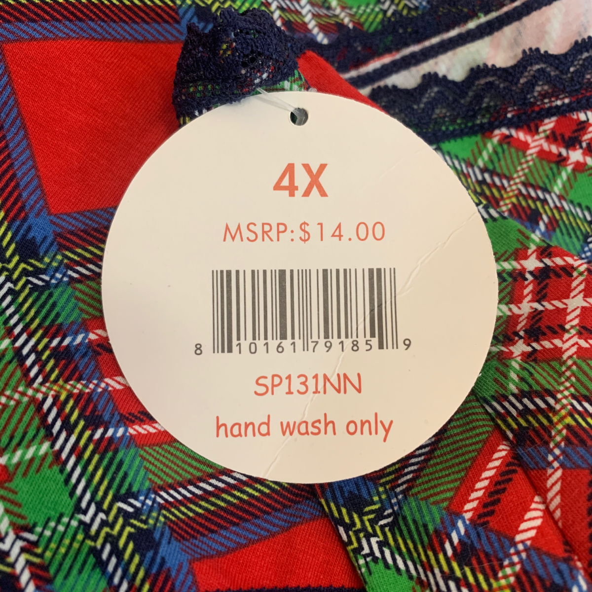 Splendies 1 Pair of Boyshort Panties in Carol Plaid Cotton/Spandex Size 4x NWT