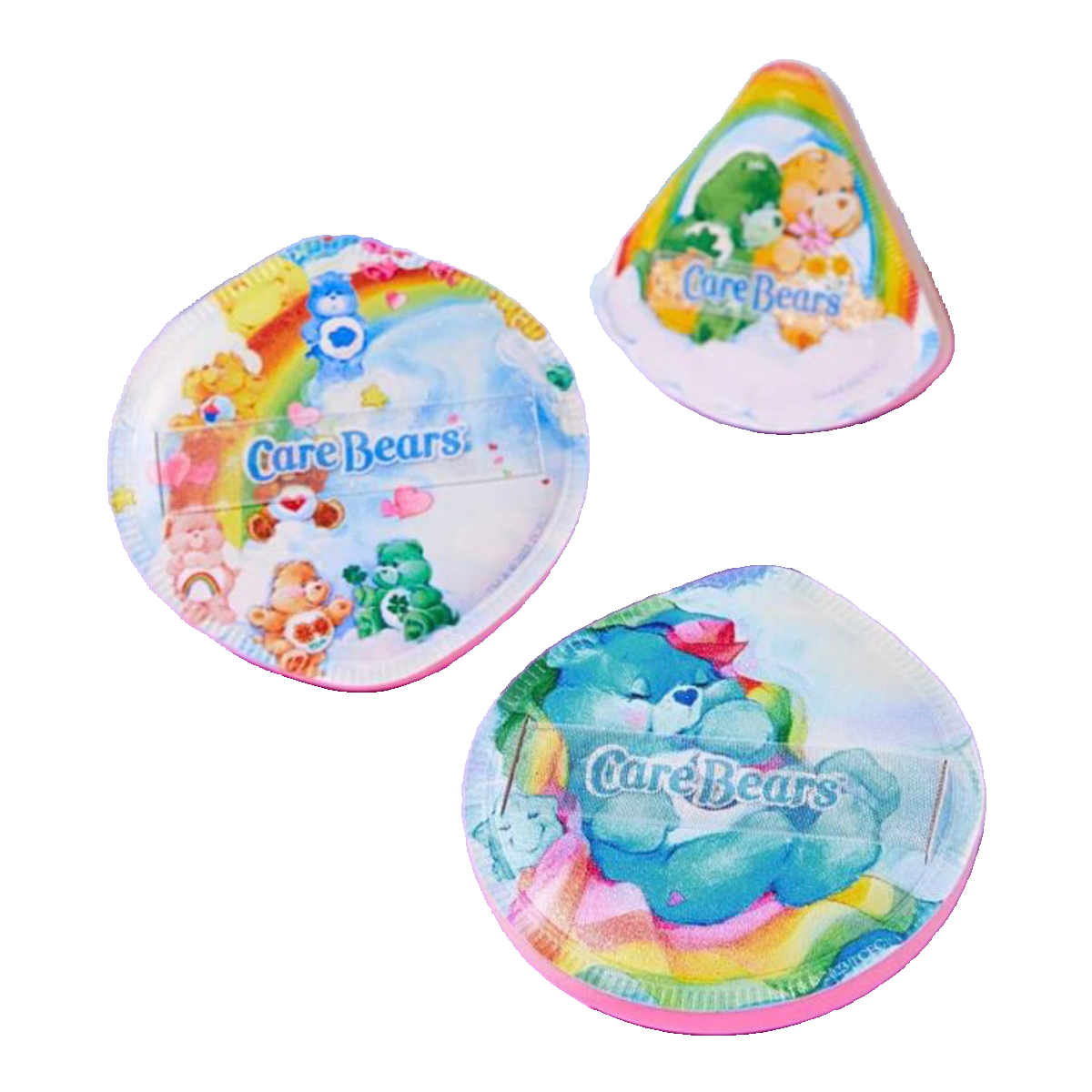 Care Bears Makeup Powder Puff Blender 3pc Set Soft Cartoon Sealed Lot