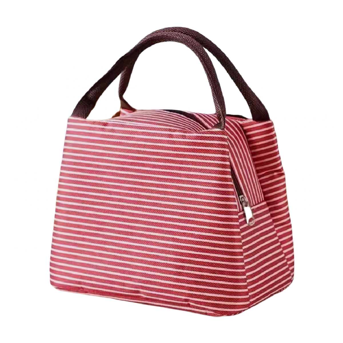 Insulated Striped Lunch Bag For School Work Travel Picnic Lightweight Nylon NEW