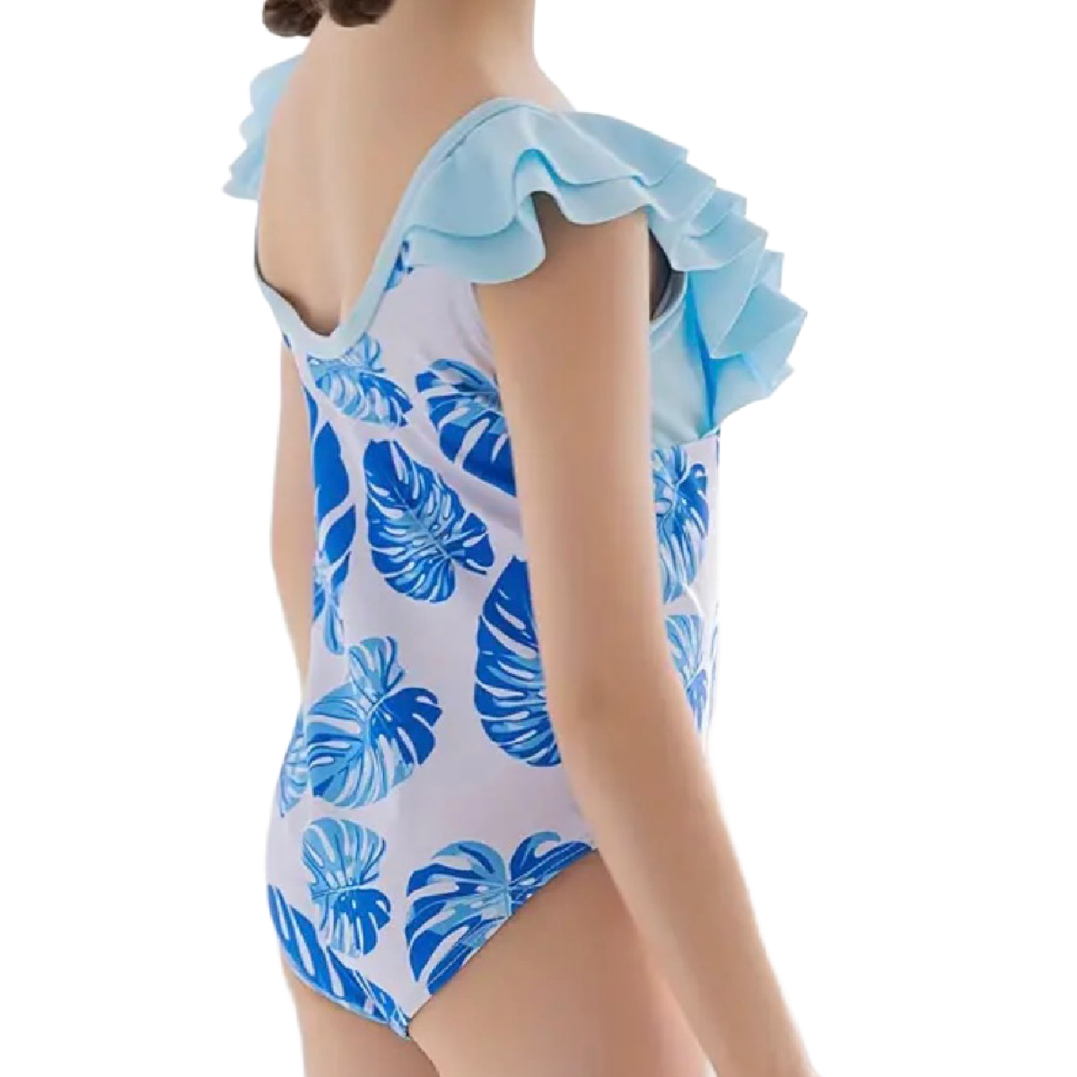 One-Piece Swimwear Tropical Palm Leaf V-Neck Ruffle Bathing Swimsuit New