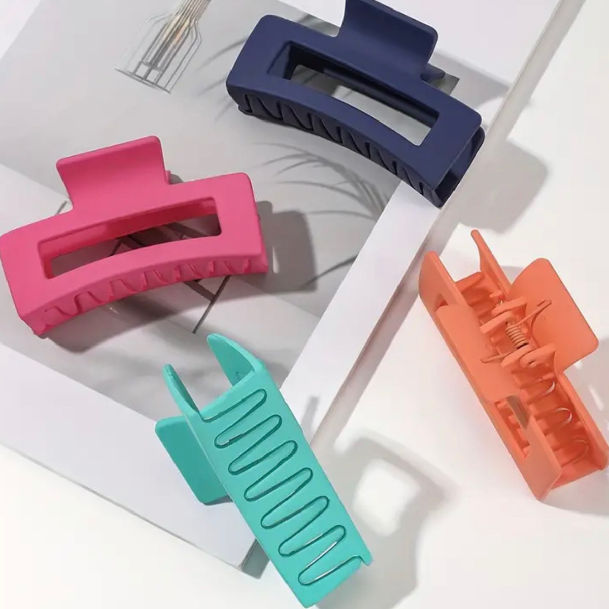 Lot of 4 Hair Claw Shark Clips 3.3" Different Opaque Bright Colors New Accessory