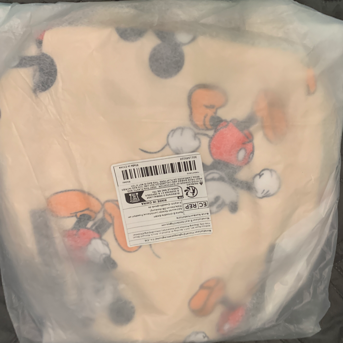 Disney Mickey Mouse Small Backpack Detachable Pouch Neutral Apricot Beige New