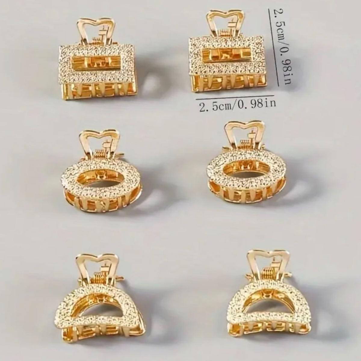 Mini Hollow Shark Hair Claw Clips Gold Accessories NEW Lot of 6 Geometric Set