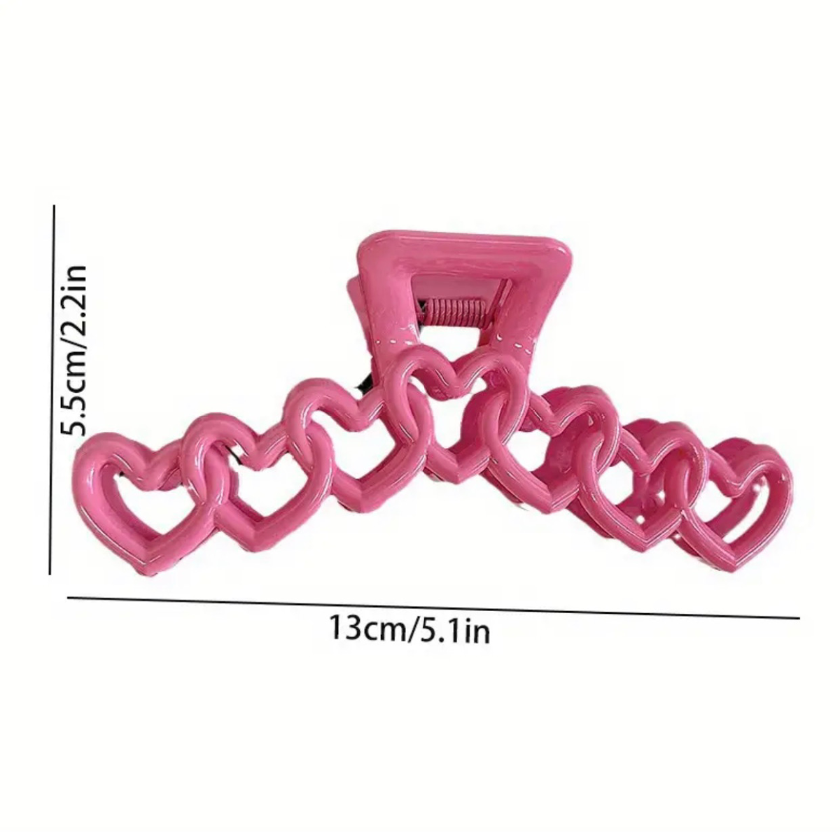 Lot of 2 Hair Claw Shark Clips 5.1" Hollow Heart Pearlescent Pink Accessories