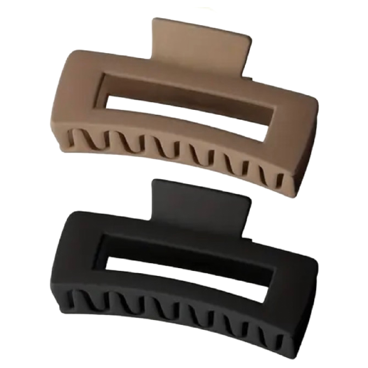 Lot of 4 Hair Claw Shark Clips 4.13" Matte Hollow Rectangle Non Slip Neutral New