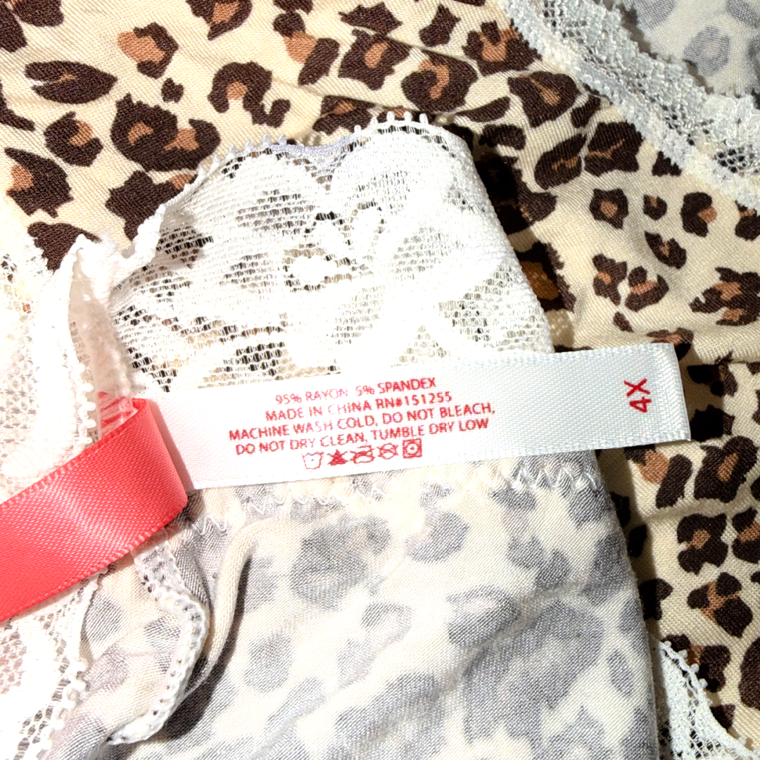 Splendies Kaia Leopard Bikini Panties Knit Lace Lingerie NWT