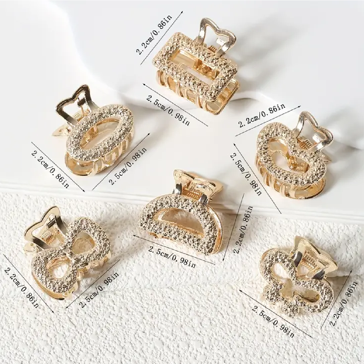 Mini Hollow Shark Hair Claws Clips Gold Accessories NEW Lot of 6 Princess Set