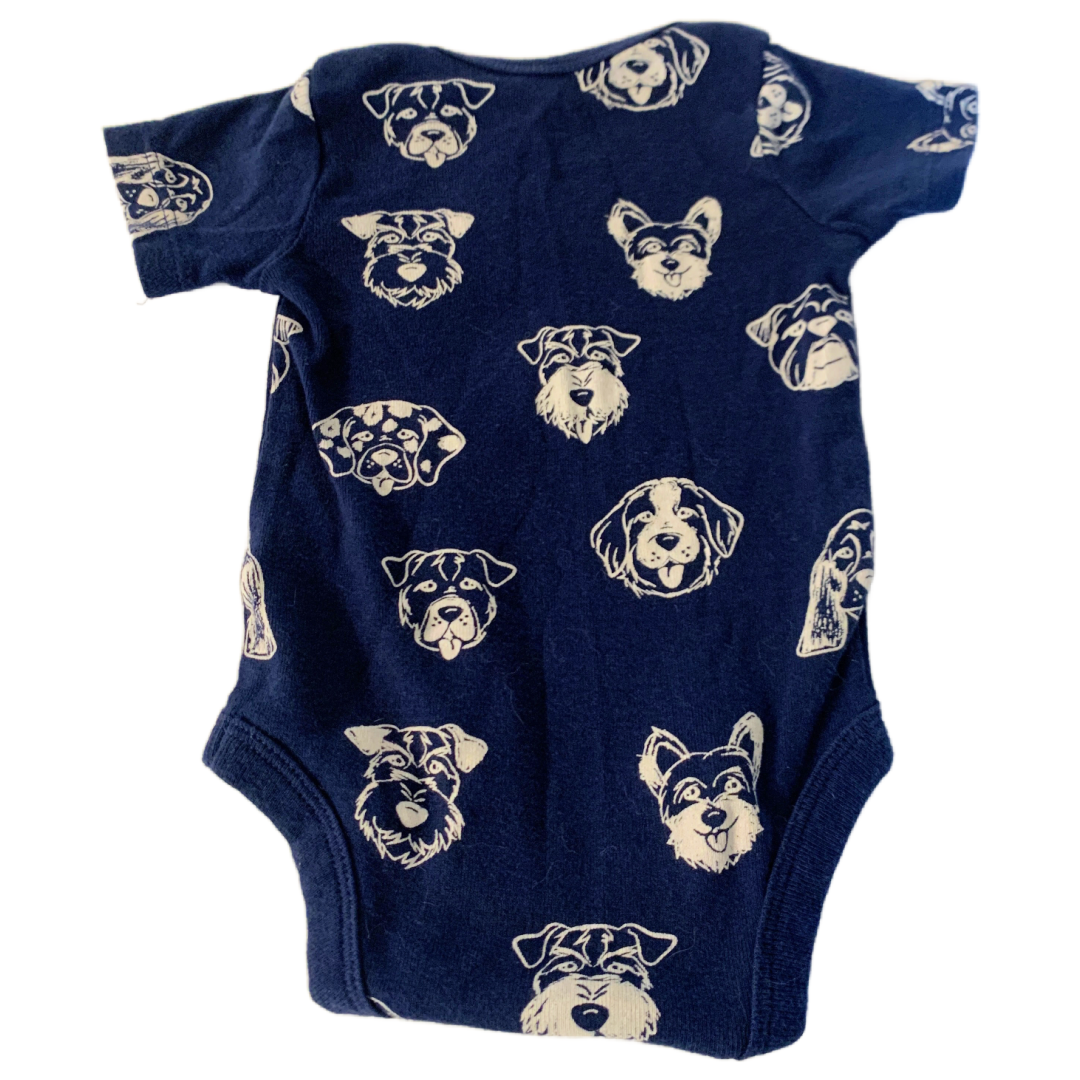 Lot of 2 Member's Mark Bodysuits NB Blue Cotton Puppy Dogs