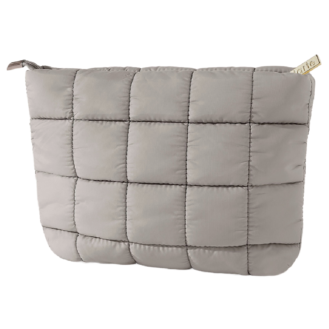 Tarte Quilted Puffer Cosmetics Makeup Bag Slate Gray 10x7 Inch NEW