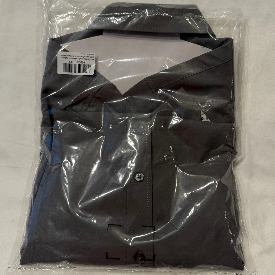 Alex Vando Charcoal Size Medium Mens Dress Shirt Regular Fit Long Sleeve New