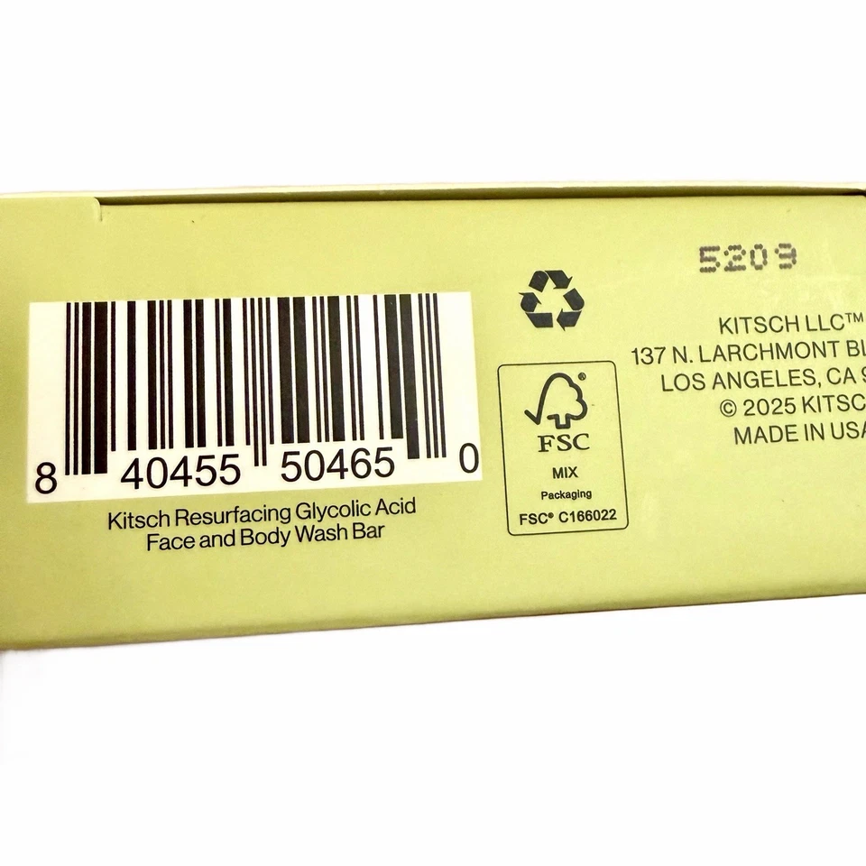Kitsch Glycolic Acid Resurfacing Face and Body Wash Solid Bar Soap NIB