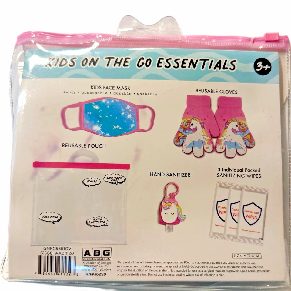 Kids Essentials Flu / Cold Season Face Mask Hand Sanitizer Gloves NWT