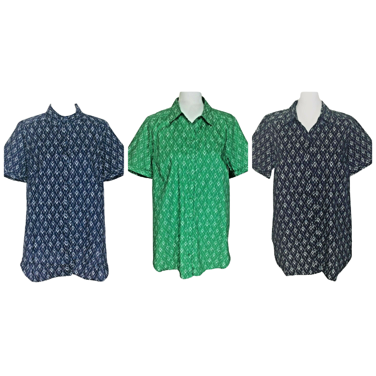 Roamans Button Down Shirt Size 20W Green Navy Blue Black Lot of 3 New Blouses