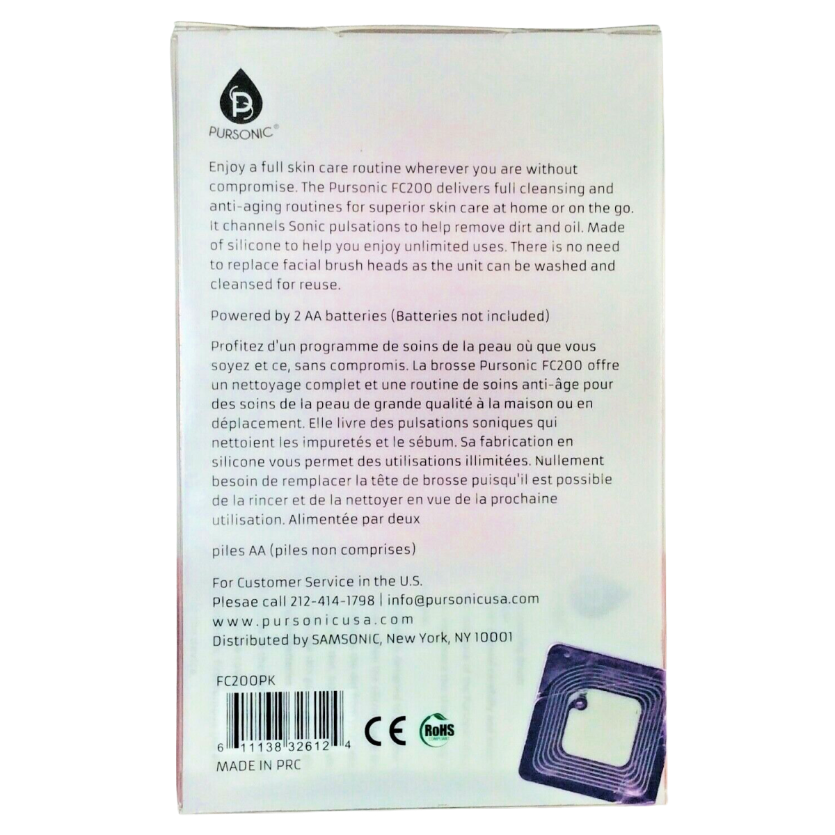 Pursonic Microdermabrasion Advanced Facial Cleansing Brush Silicon System FC200