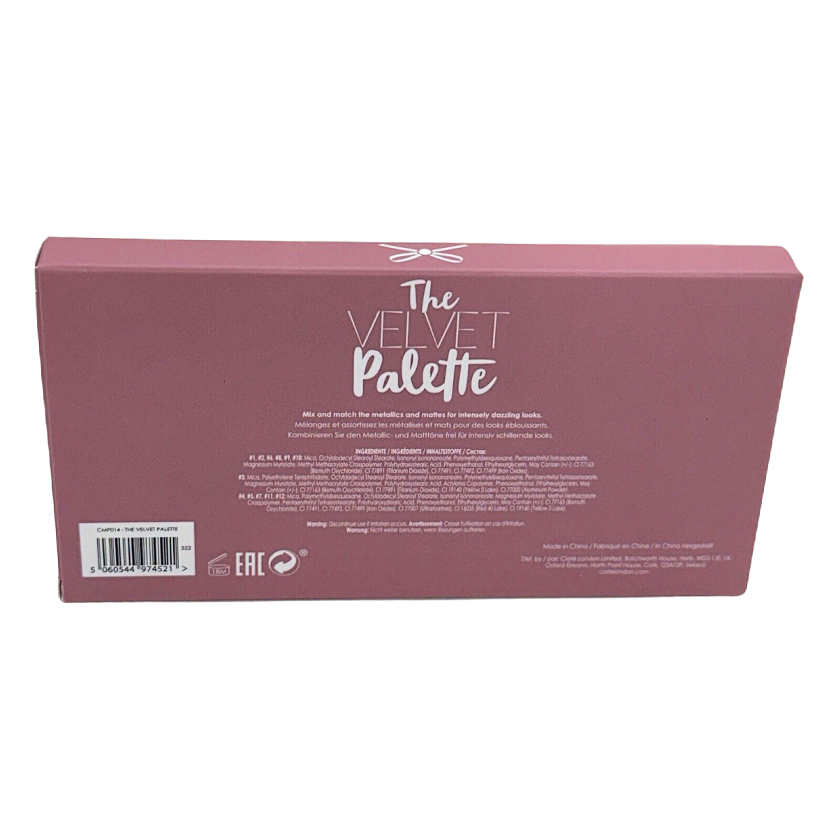 Ciate London The Velvet Palette, 12 Piece Eyeshadow Metallic Matte Full Size New