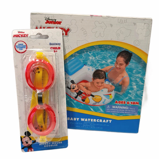 Disney Junior Mickey Mouse Baby Watercraft Raft Float & Goggles Unopened