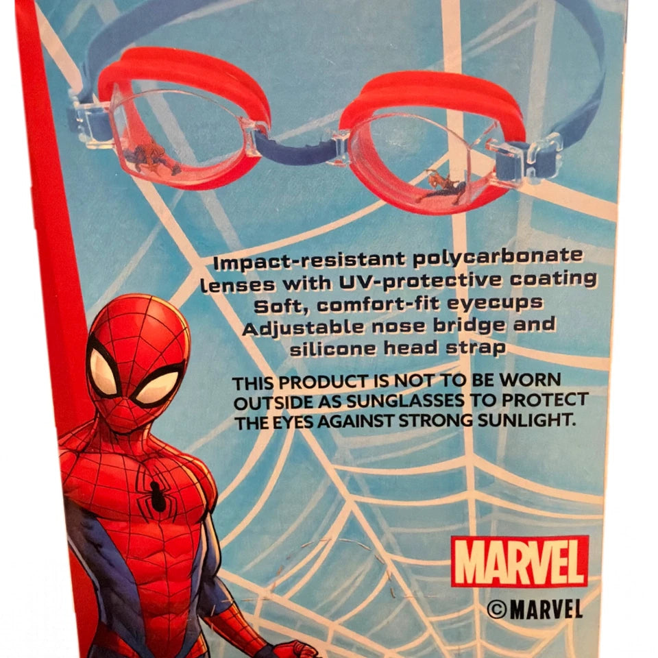MARVEL Spiderman Swim Goggles Youth Kids Adjustable Ages 5+ Brand New