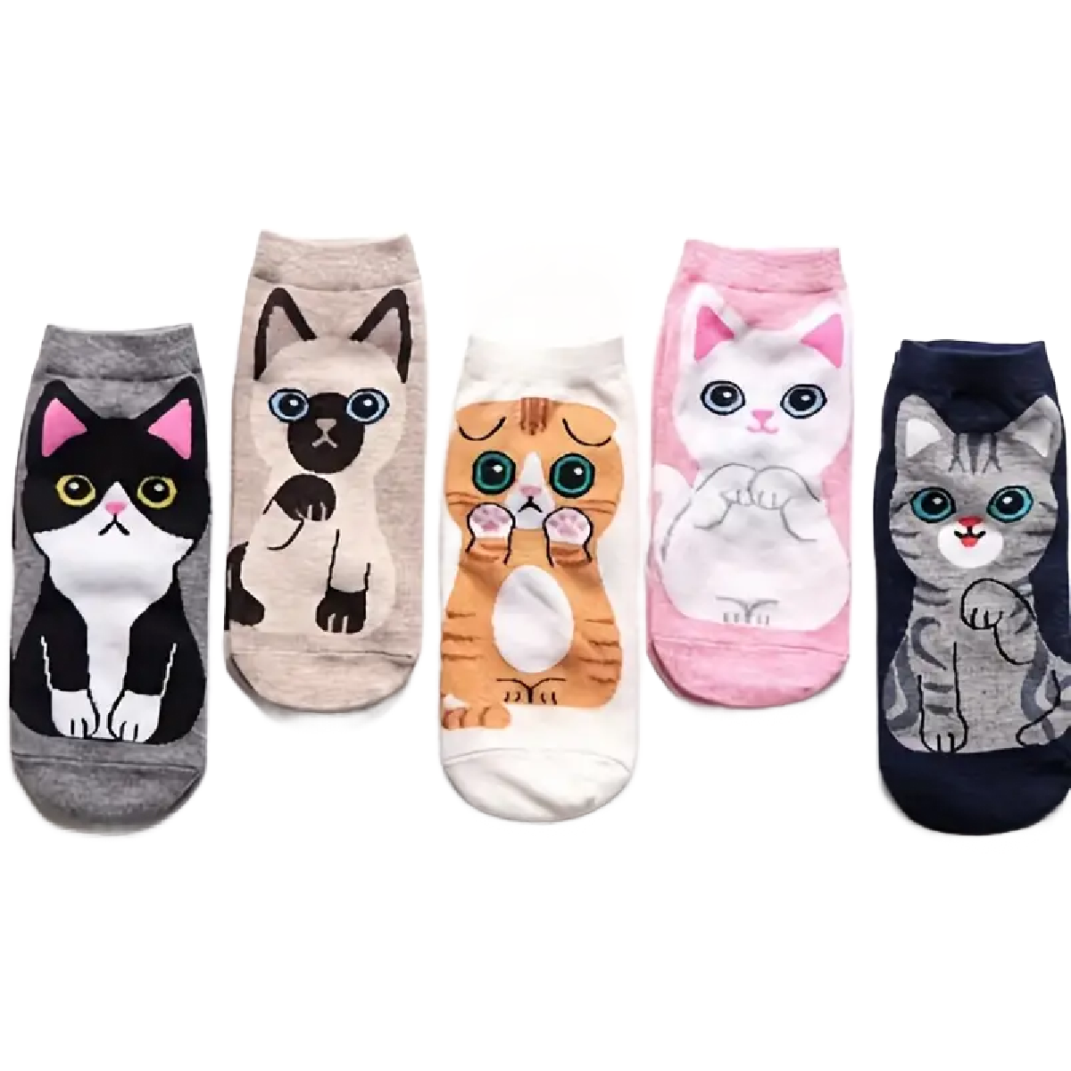 5 Pairs of Kitty Cat Socks Low Cut Ankle Women's Stretch Stockings Hosiery New