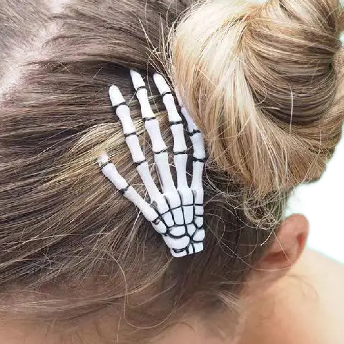 1pc Skeleton Hair Clip Punk Fun Skull Hand 2.76" Barrettes Cosplay Halloween New