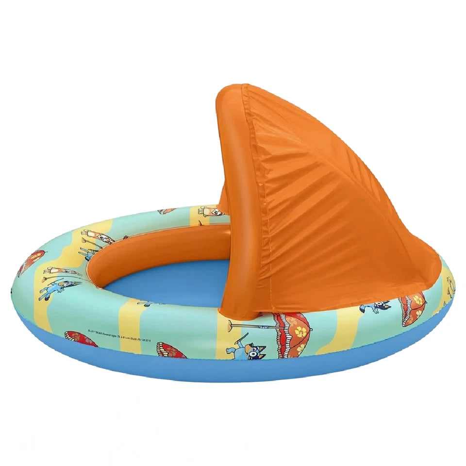 Bluey Shaded Baby Pool 39 Inch Inflatable Water Play Outdoor Summer Toy New