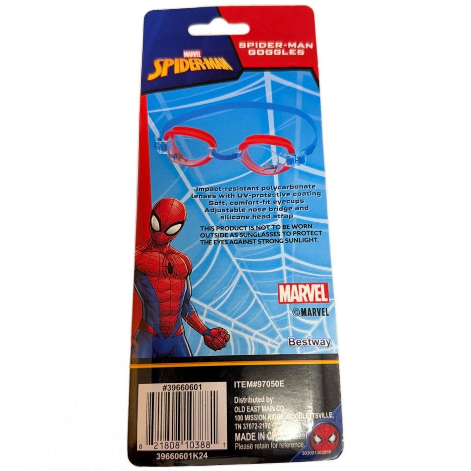 MARVEL Spiderman Swim Goggles Youth Kids Adjustable Ages 5+ Brand New