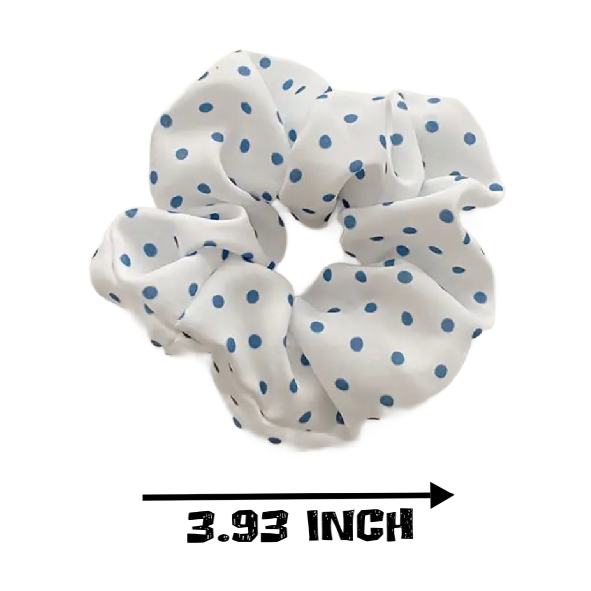 5pc Hair Blue Scrunchies Ponytail Elastic Ties Set Lot Polka Dots Floral Gingham