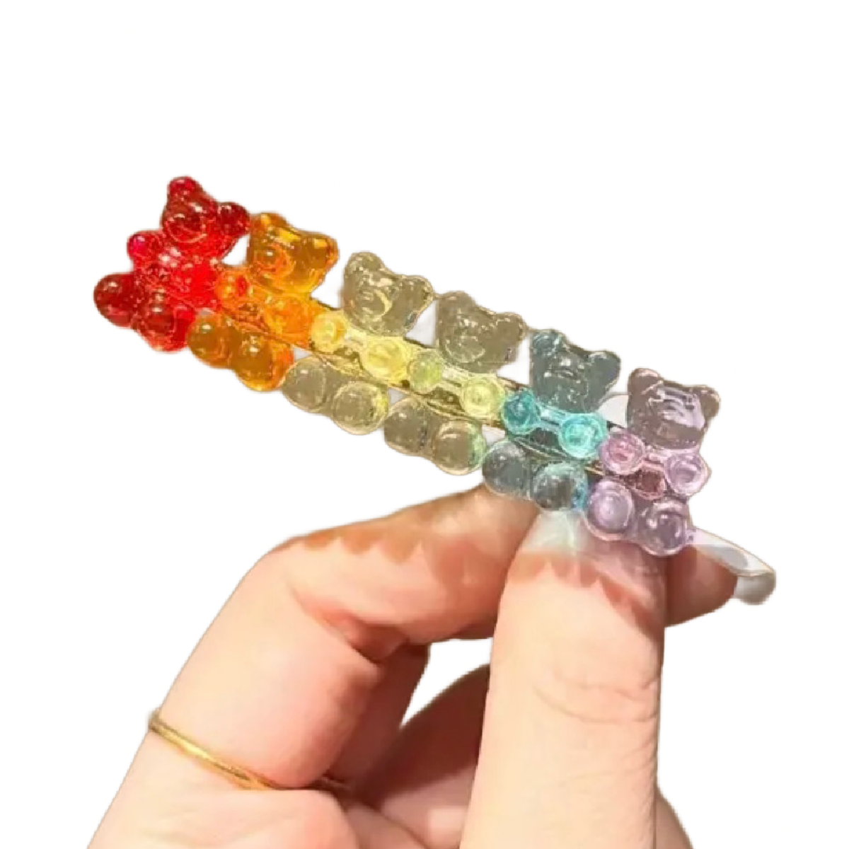 Rainbow Bear Hair Clip Candy Gummy Bears Colorful 2.36" Barrettes New