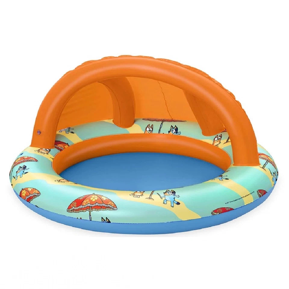 Bluey Shaded Baby Pool 39 Inch Inflatable Water Play Outdoor Summer Toy New