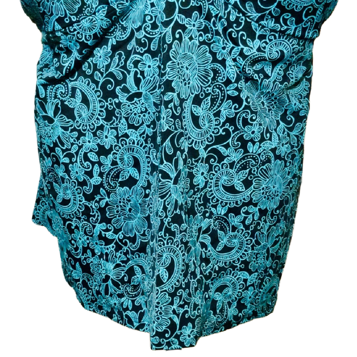 It Figures! Lady Swim Tankini Top Size 32W Padded Floral Paisley Black Teal