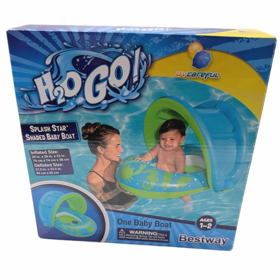 H2O Go! Splash Star Shaded Baby Boat Float Ages 1-2 Years Outdoor Summer Toy New
