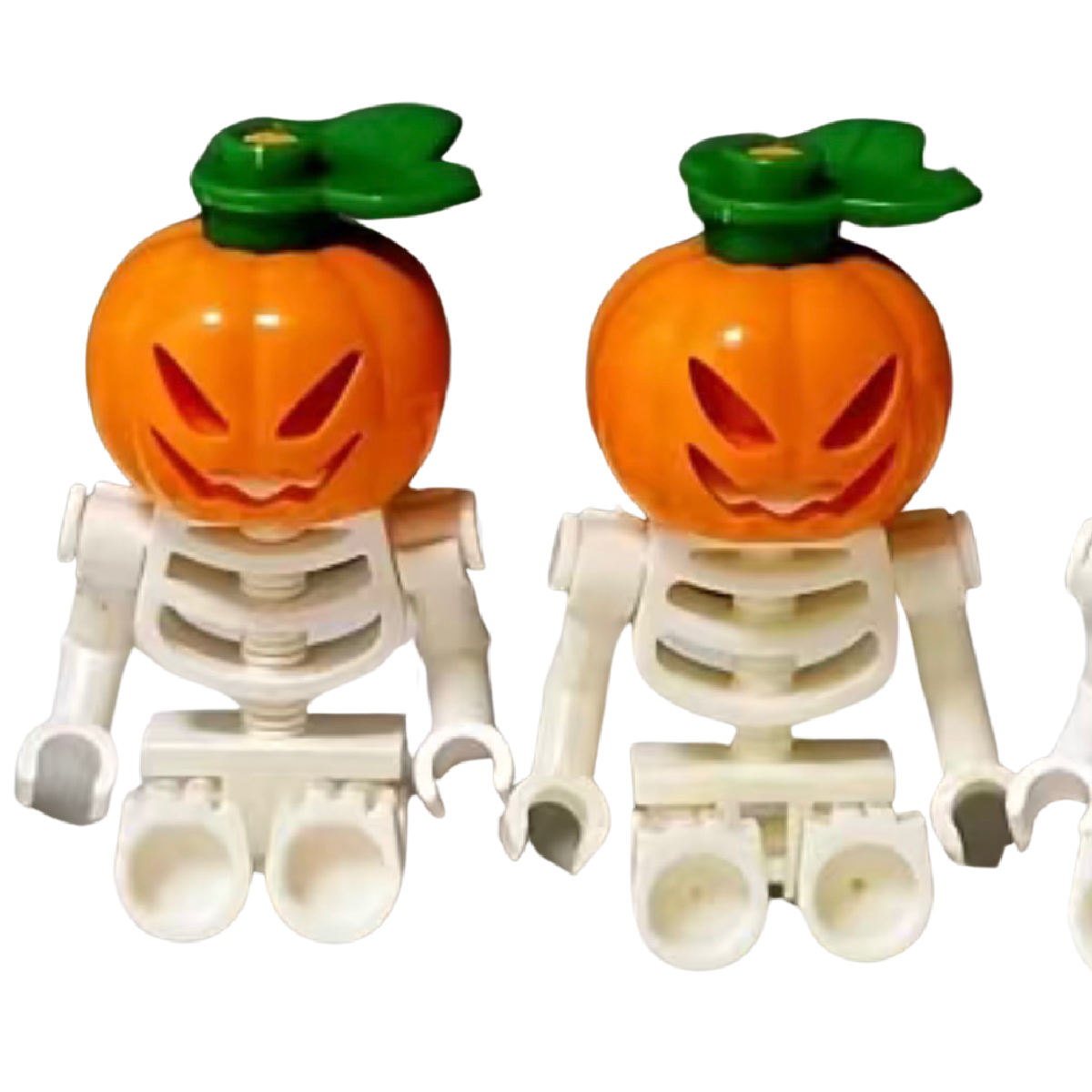 Jack-O-Lantern Pumpkin Head Skeleton Building Blocks People Figures Lot of 3 NEW