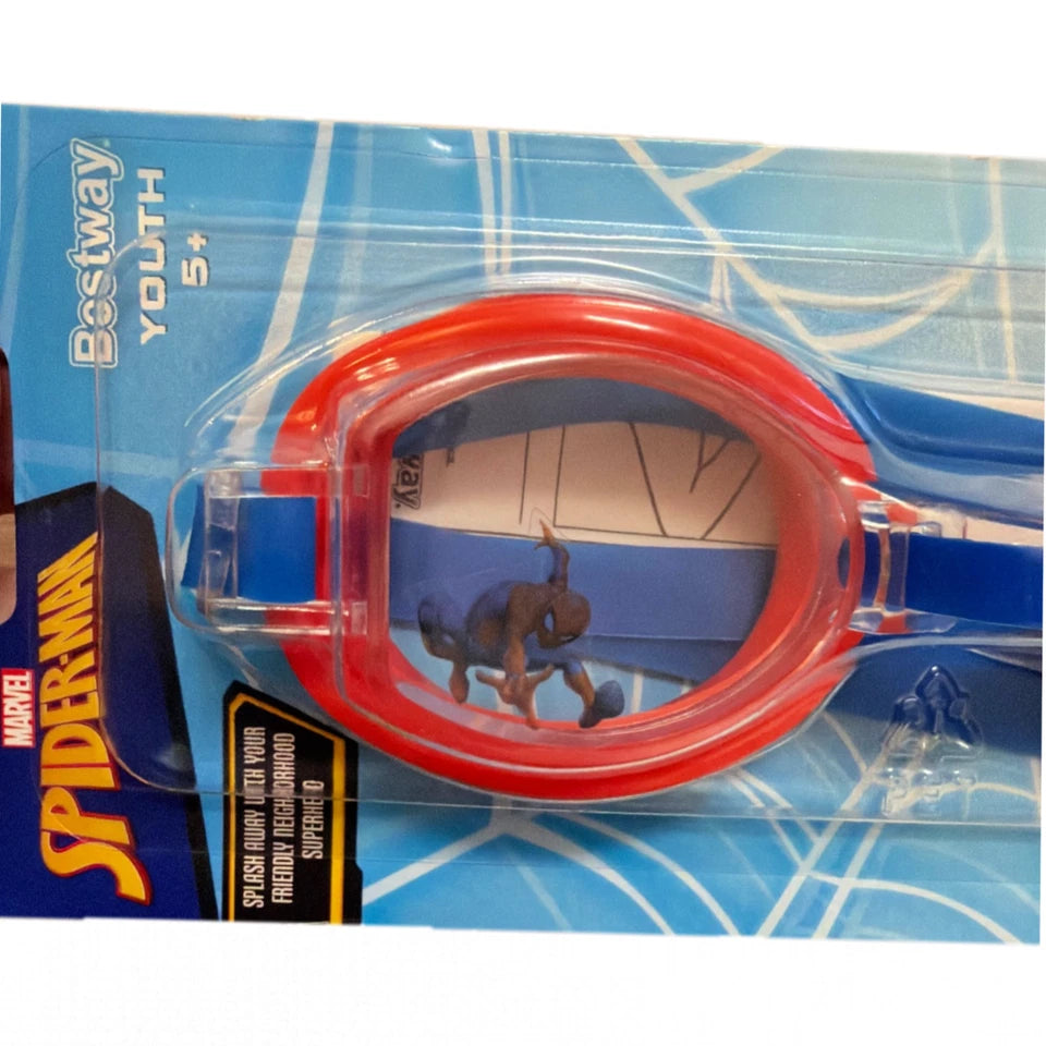 MARVEL Spiderman Swim Goggles Youth Kids Adjustable Ages 5+ Brand New