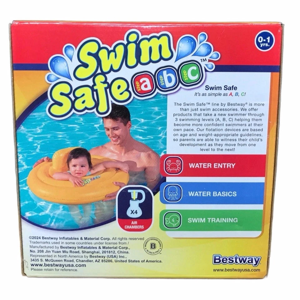Swim Safe ABC One Baby Boat Wondersplash Round 3 Ring Ages 0-1 yrs Yellow New