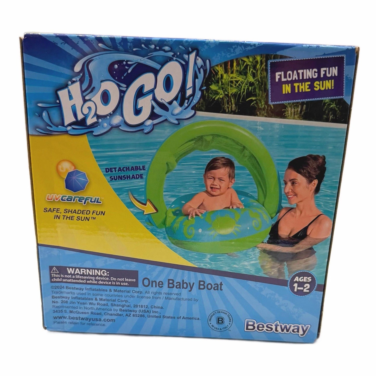 H2O Go! Splash Star Shaded Baby Boat Float Ages 1-2 Years Outdoor Summer Toy New