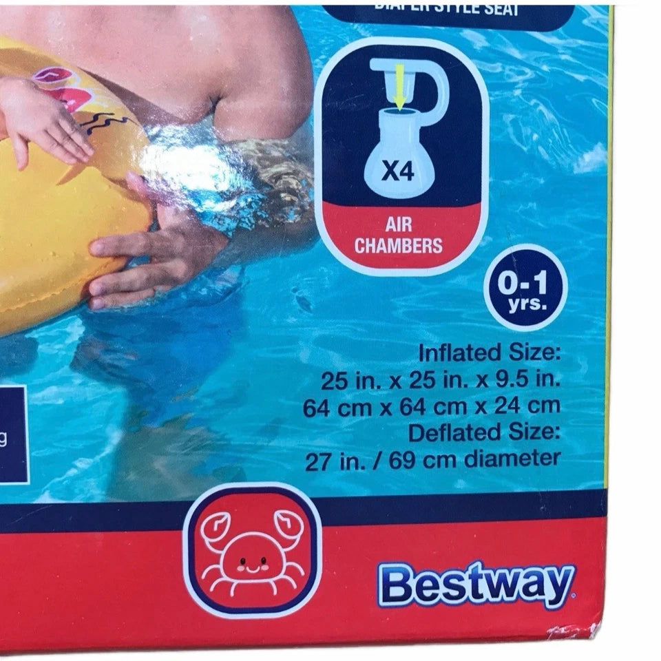 Swim Safe ABC One Baby Boat Wondersplash Round 3 Ring Ages 0-1 yrs Yellow New