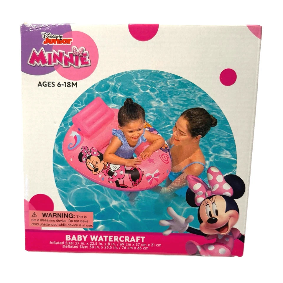 Disney Junior Minnie Mouse Baby Watercraft Pink Raft Float & Goggles Unopened