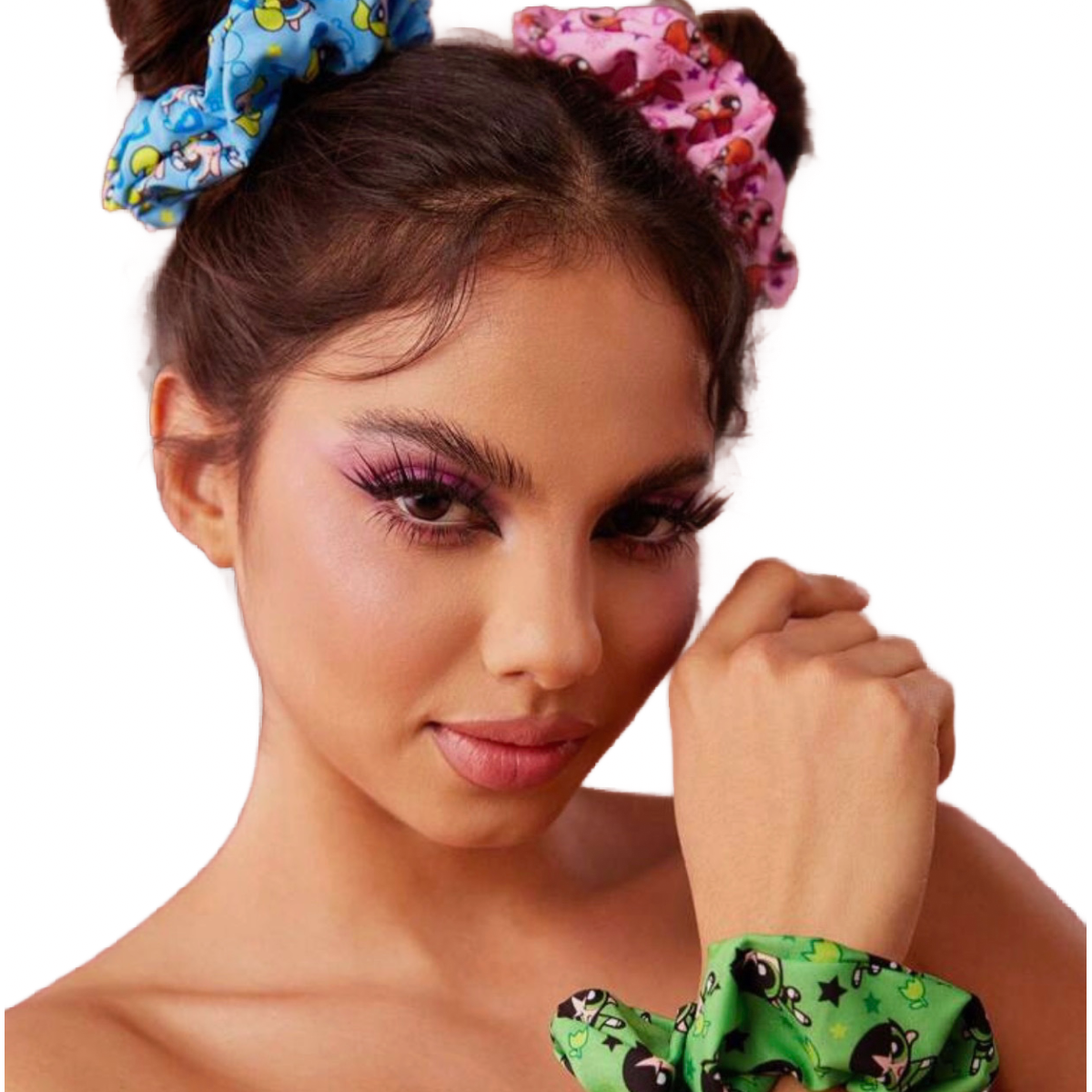 9 pc Powerpuff Girls Satin Scrunchies & Alligator Hair Clips New Lot