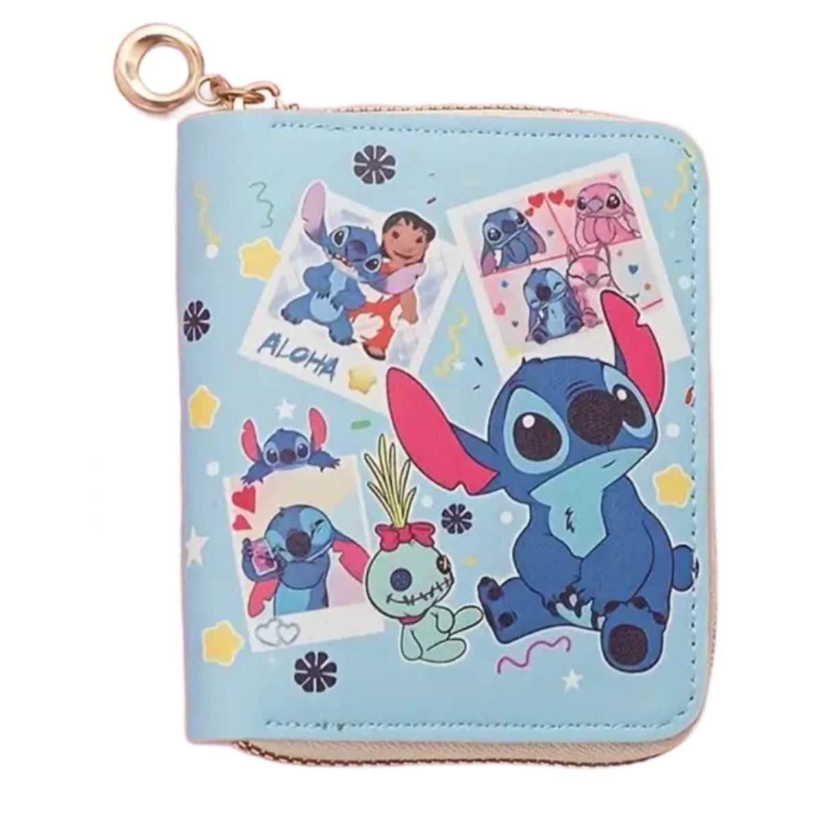 Stitch 4" Faux Leather Wallet Zipper Coin Pocket Credit Card Slot New