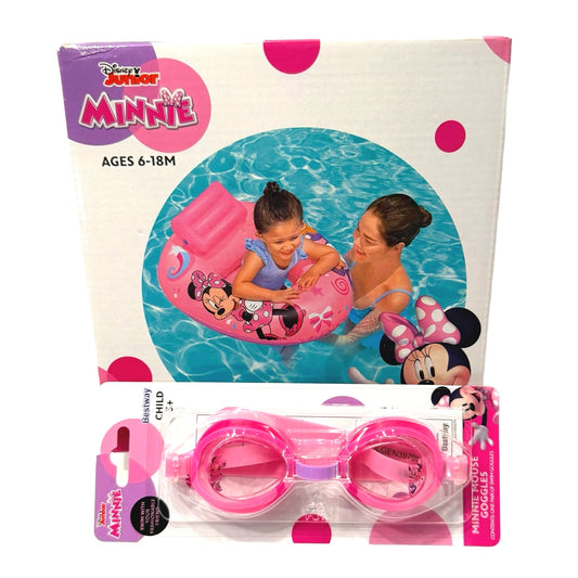 Disney Junior Minnie Mouse Baby Watercraft Pink Raft Float & Goggles Unopened