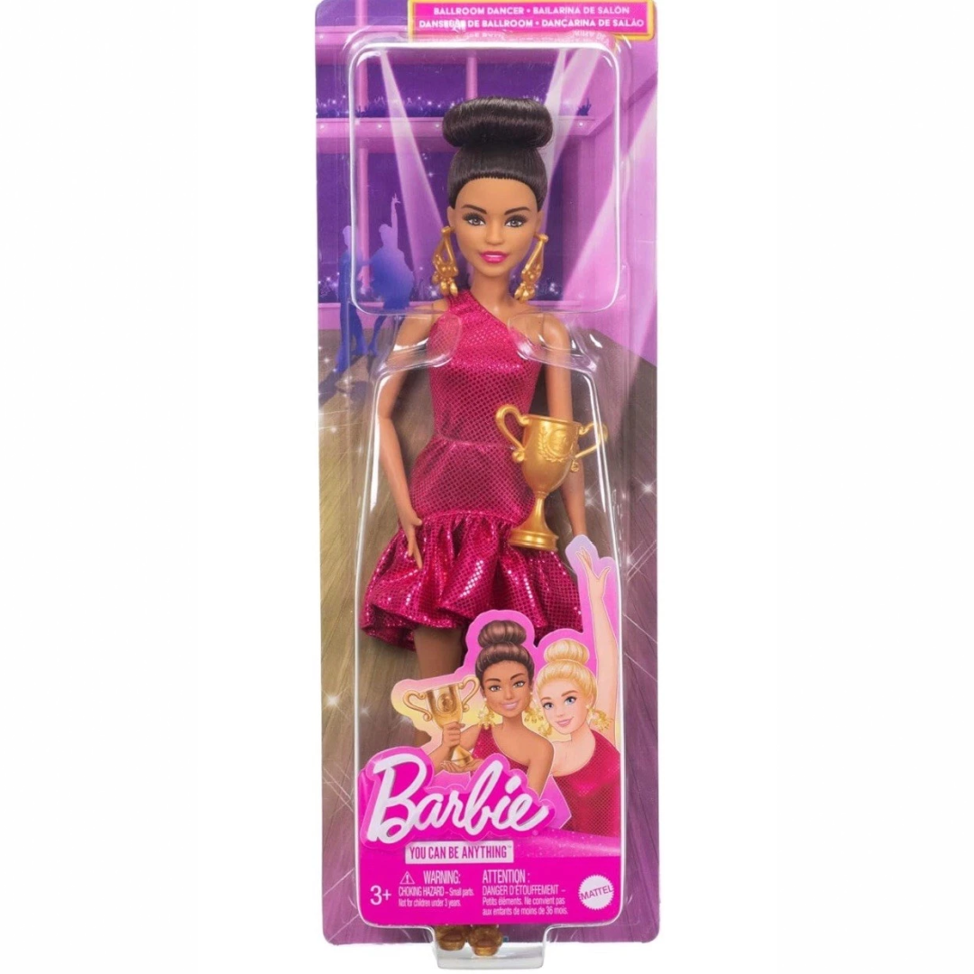 Mattel Barbie Ballroom Dancer Fashion Doll Trophy Earrings Gold Heals Brown Bun