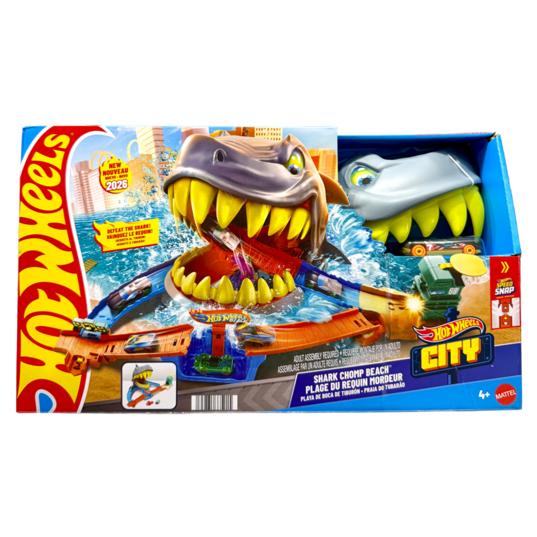 Mattel Hot Wheels City Shark Chomp Beach Playset New w/ Car