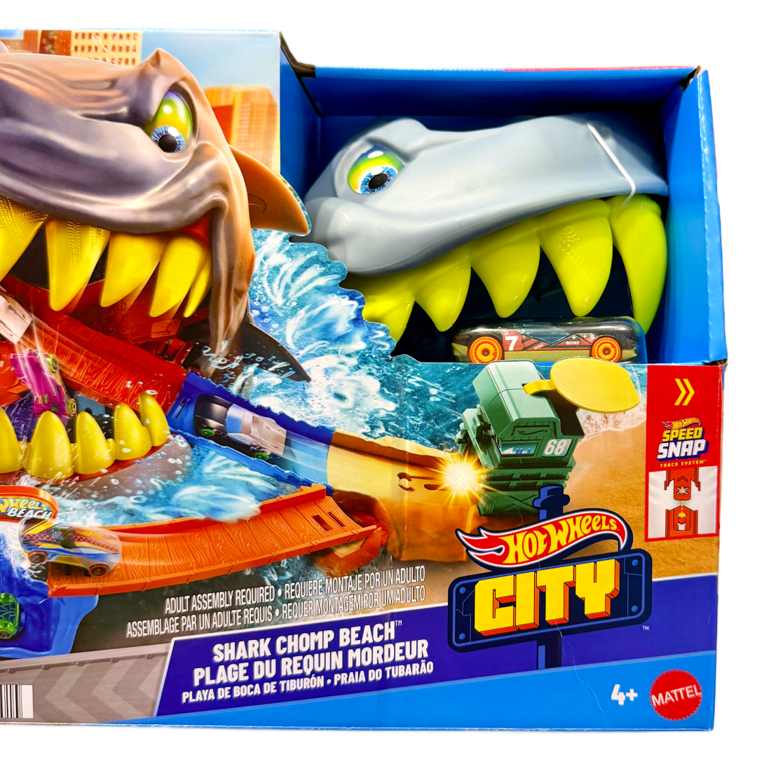 Mattel Hot Wheels City Shark Chomp Beach Playset New w/ Car