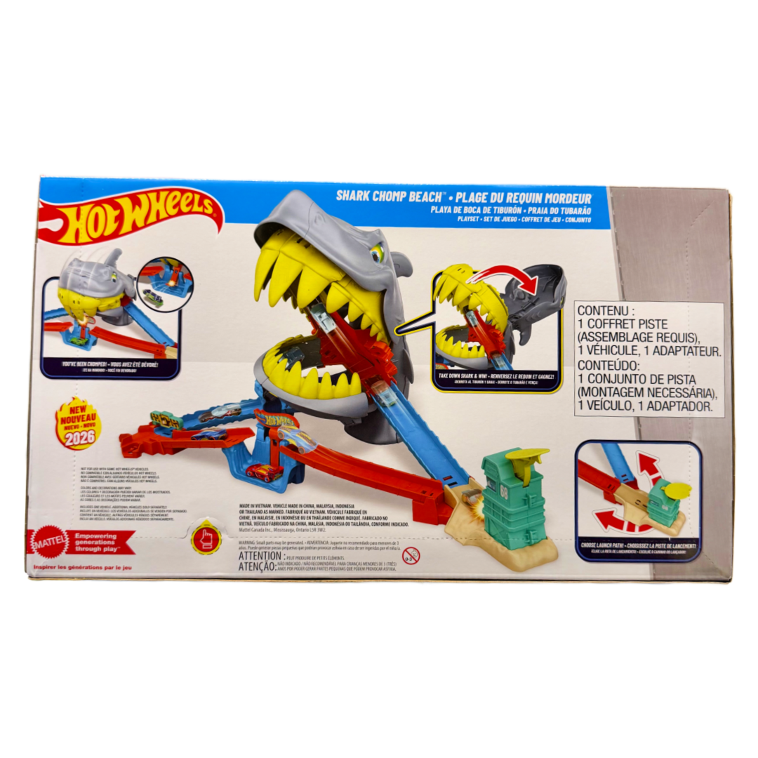 Mattel Hot Wheels City Shark Chomp Beach Playset New w/ Car