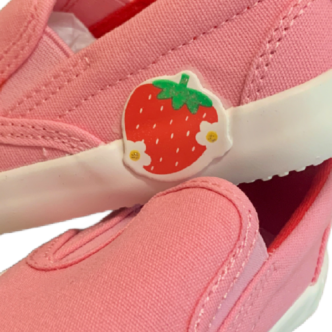 Canvas Slip-On Sneakers for Toddler Girls Pink Shoes w/ Strawberry Patch NWT Old Navy