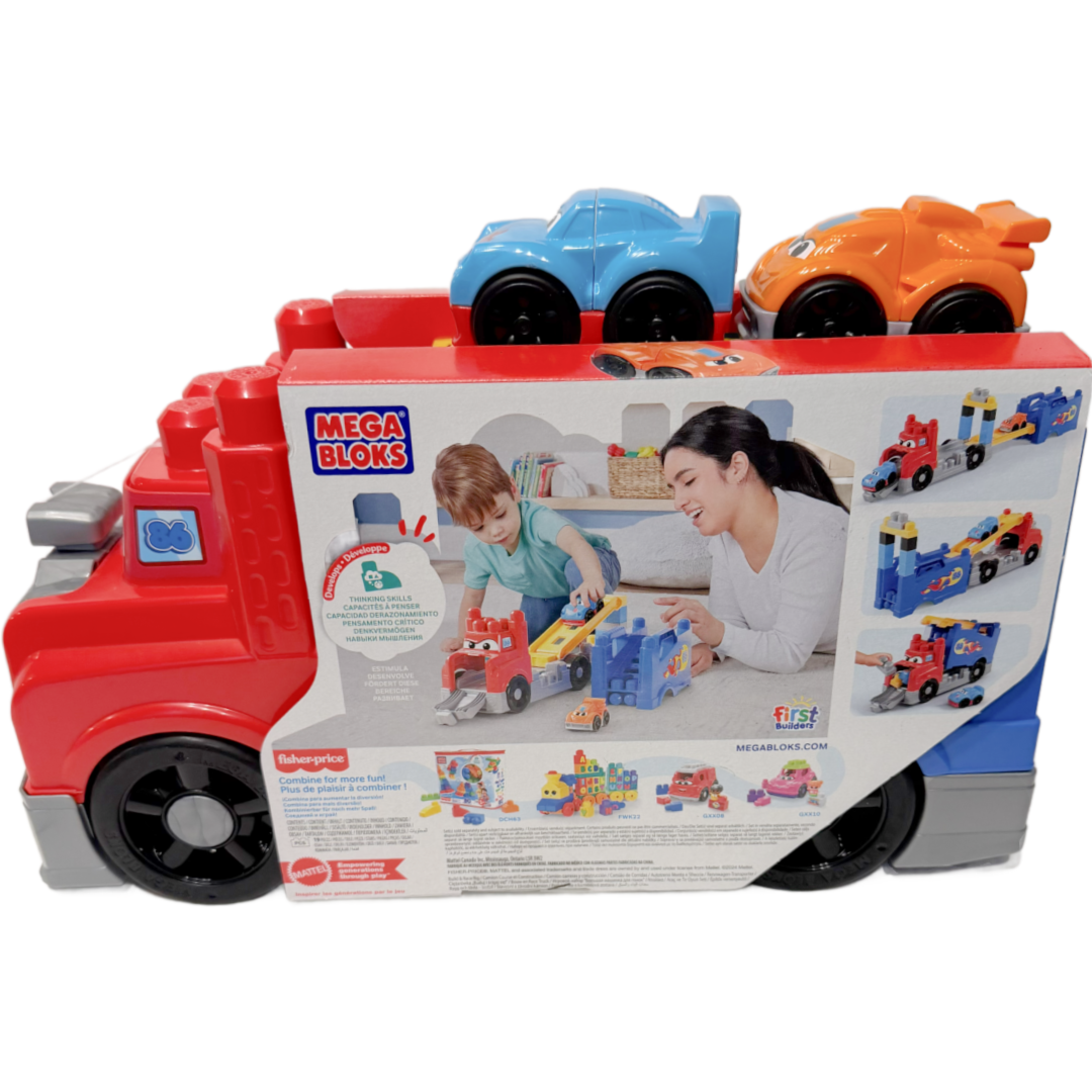 MEGA BLOKS Toddler Building Blocks Toy Set, Build & Race Cars Rig New